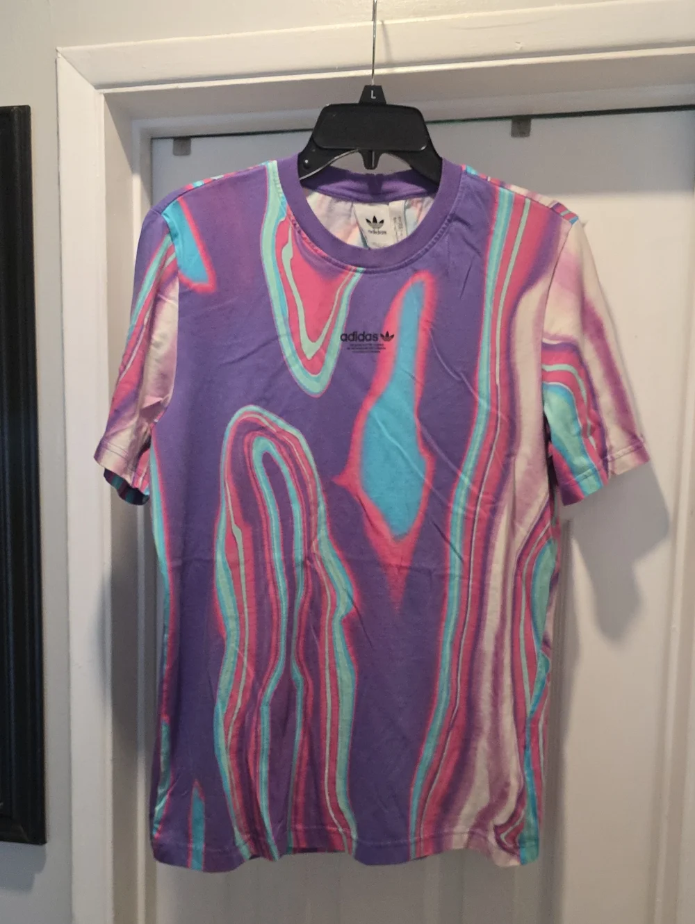 adidas Purple Teal & Pink Swirl Graphic Tee